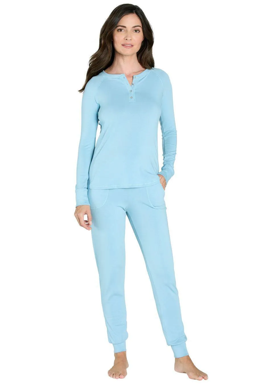 Long Sleeve Henley Loungewear Set