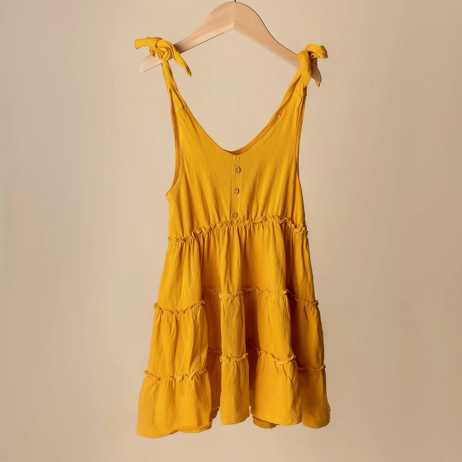 Organic Cotton Tiered Sleeveless Tie Dress