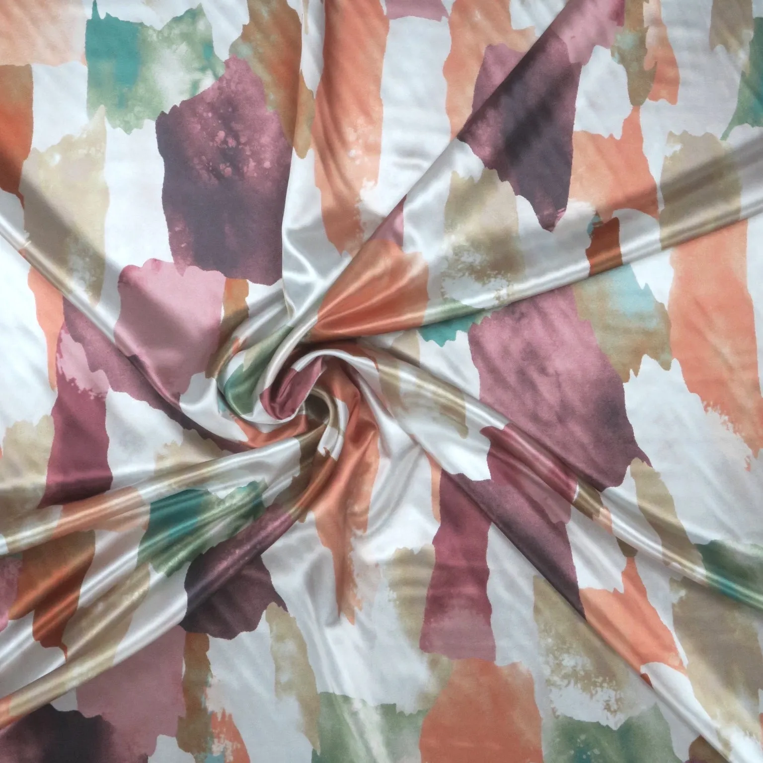 Pastel Colors Abstract Charmeuse Polyester Fabric