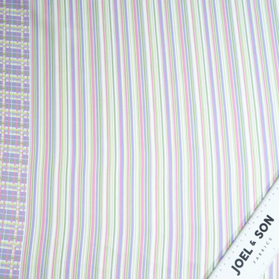 Pastel Coloured Striped Pure Silk Twill