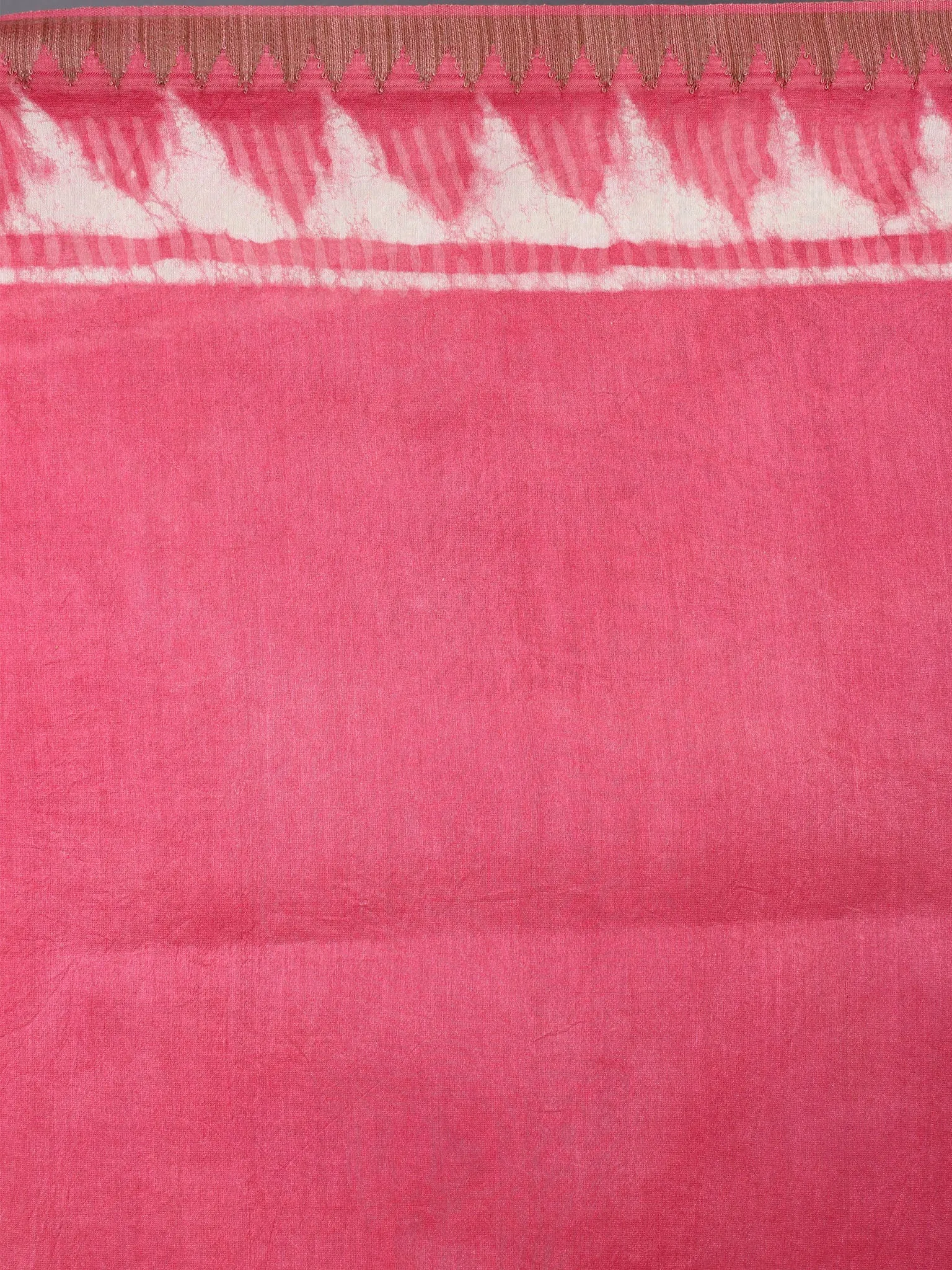 Pastel Pink Beige White Hand Block Printed in Natural Vegetable Colors Chanderi Saree With Geecha Border - S03170386