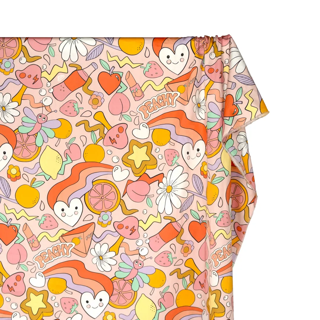 Peachy Organic Cotton Sateen - Petal/Peach/Pale Lavender