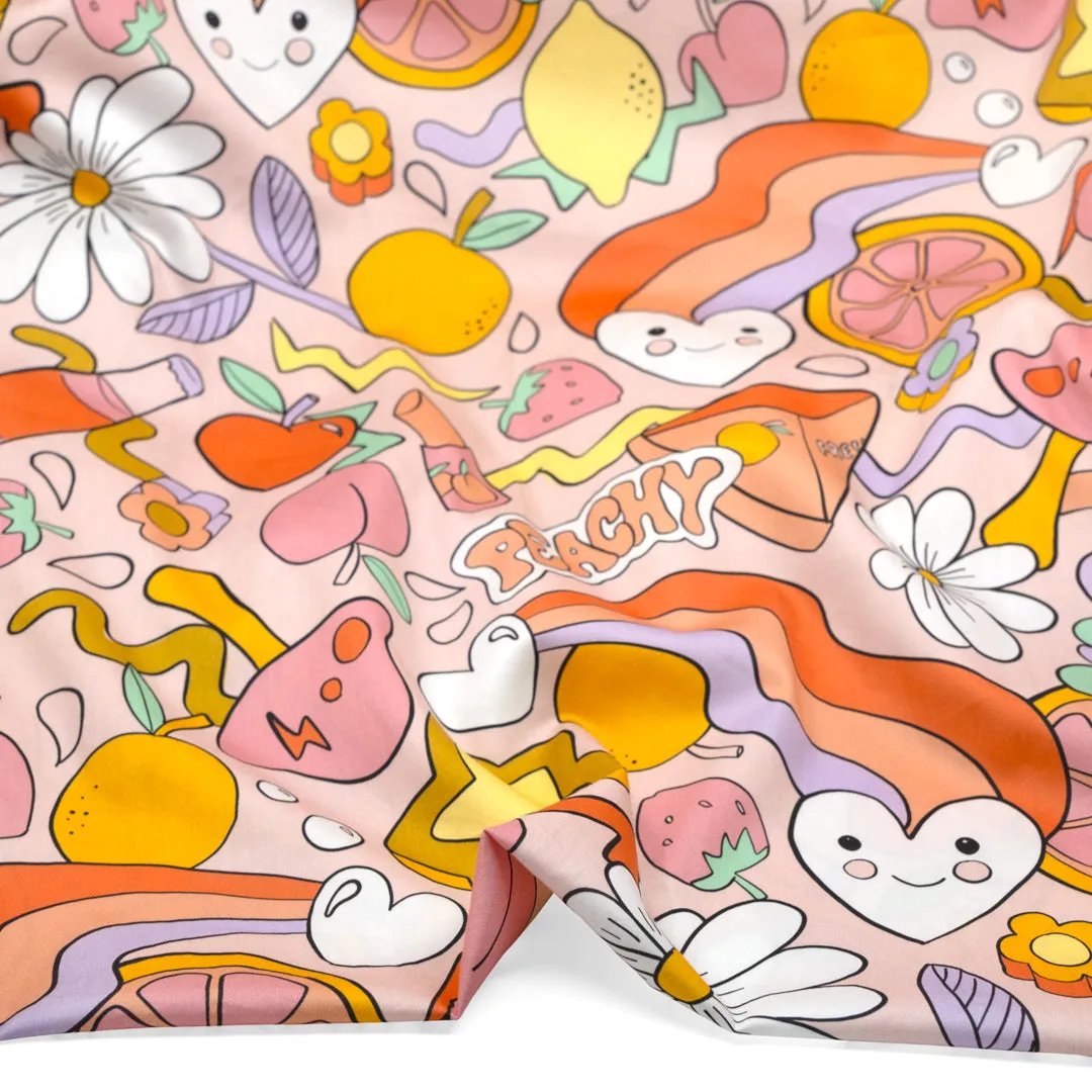 Peachy Organic Cotton Sateen - Petal/Peach/Pale Lavender