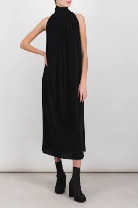 Pleated recycled jersey halterneck maxi dress