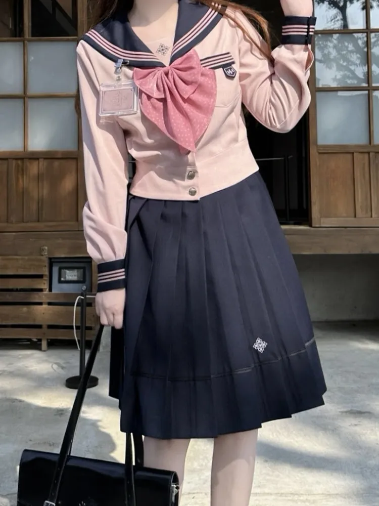 Sakura Petals Japanese Sailor Collar Long-sleeved JK Uniform Blouse