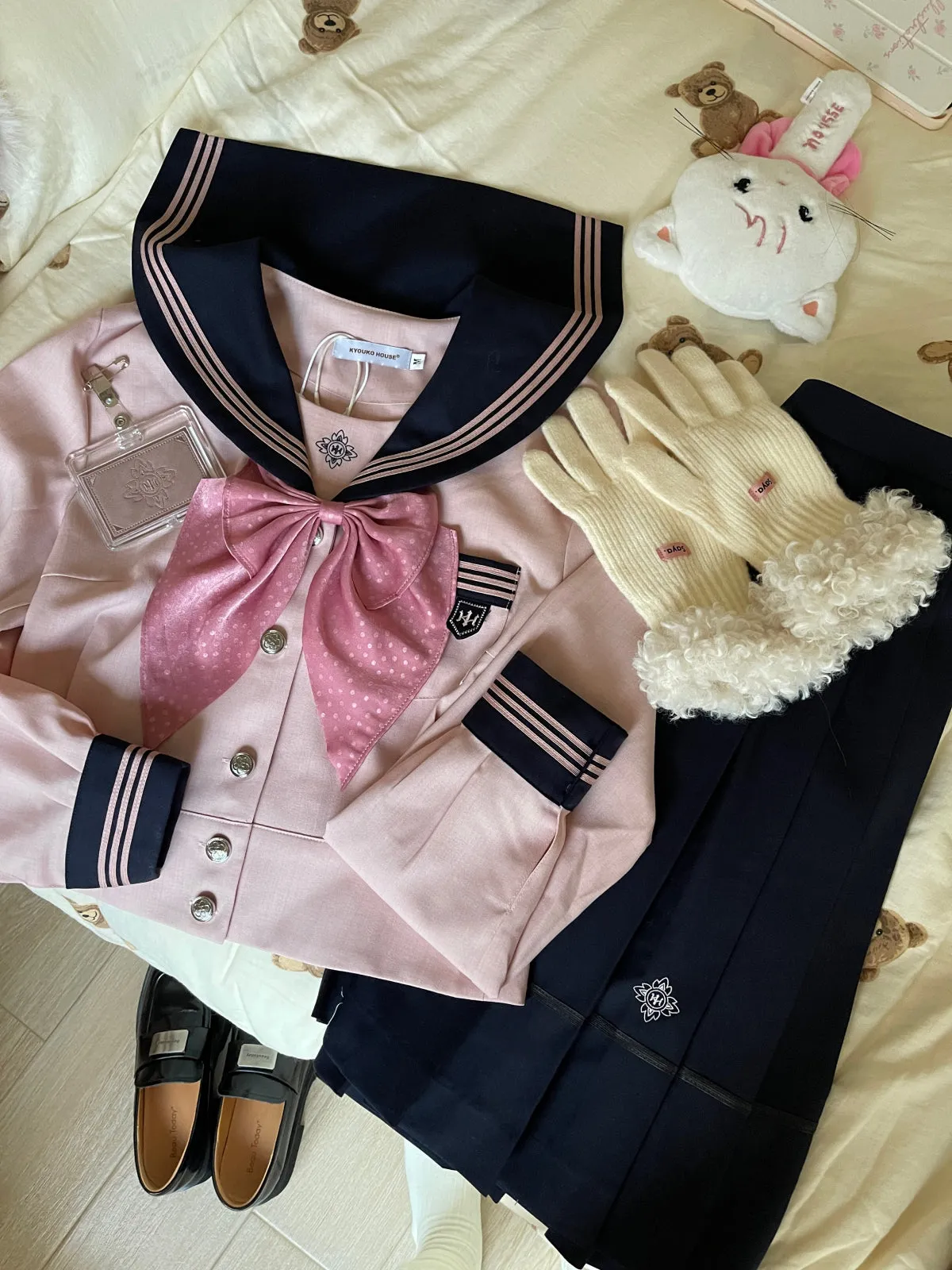 Sakura Petals Japanese Sailor Collar Long-sleeved JK Uniform Blouse