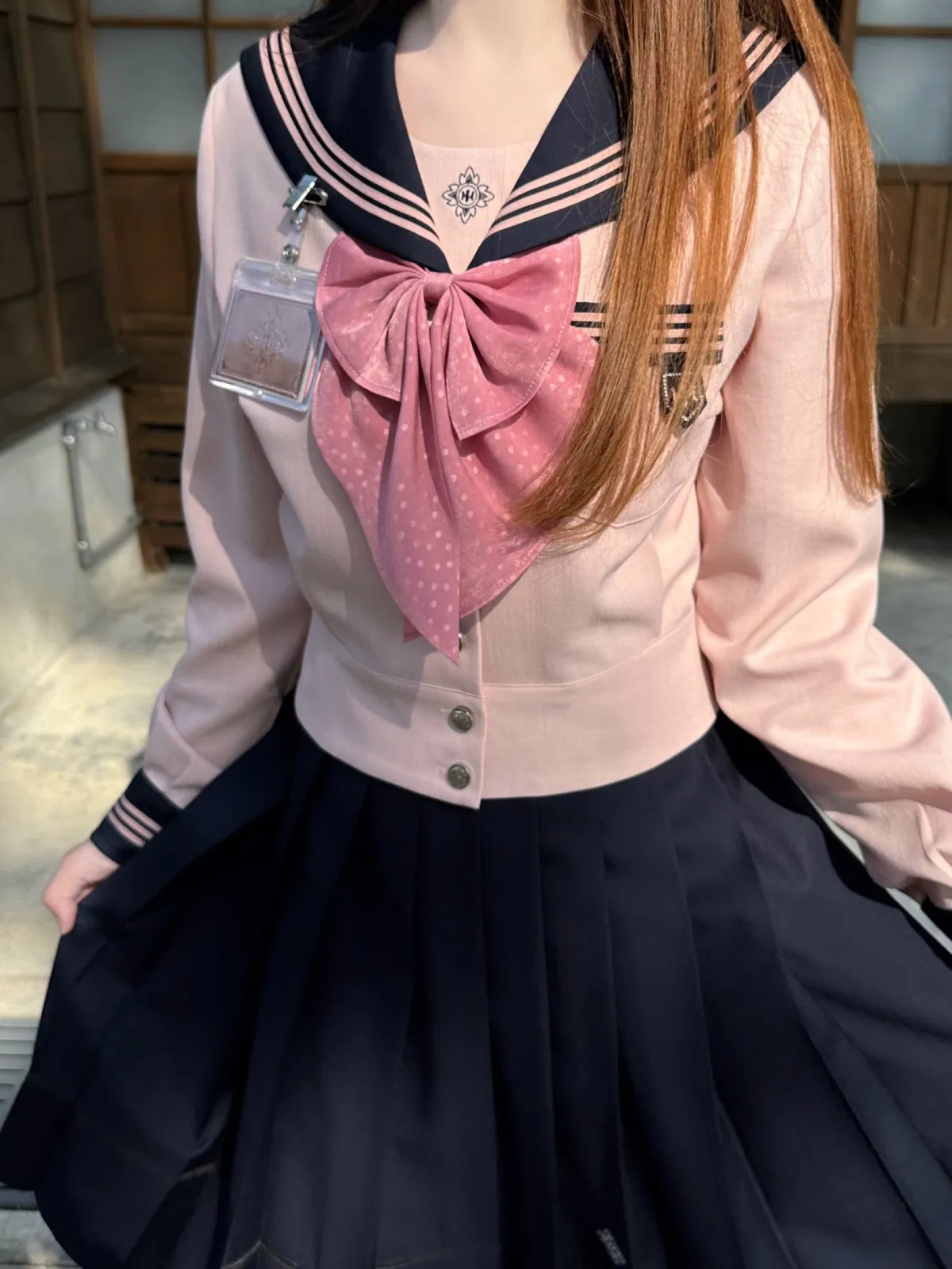 Sakura Petals Japanese Sailor Collar Long-sleeved JK Uniform Blouse