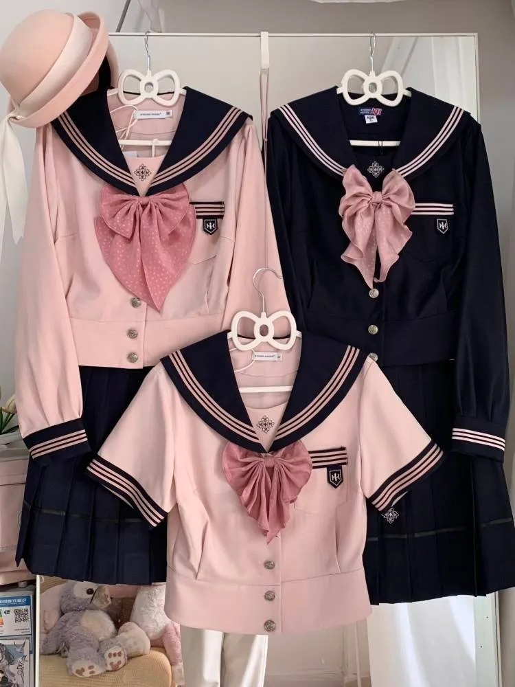 Sakura Petals Japanese Sailor Collar Long-sleeved JK Uniform Blouse