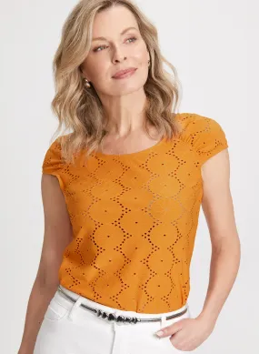 Scoop Neck Eyelet Top