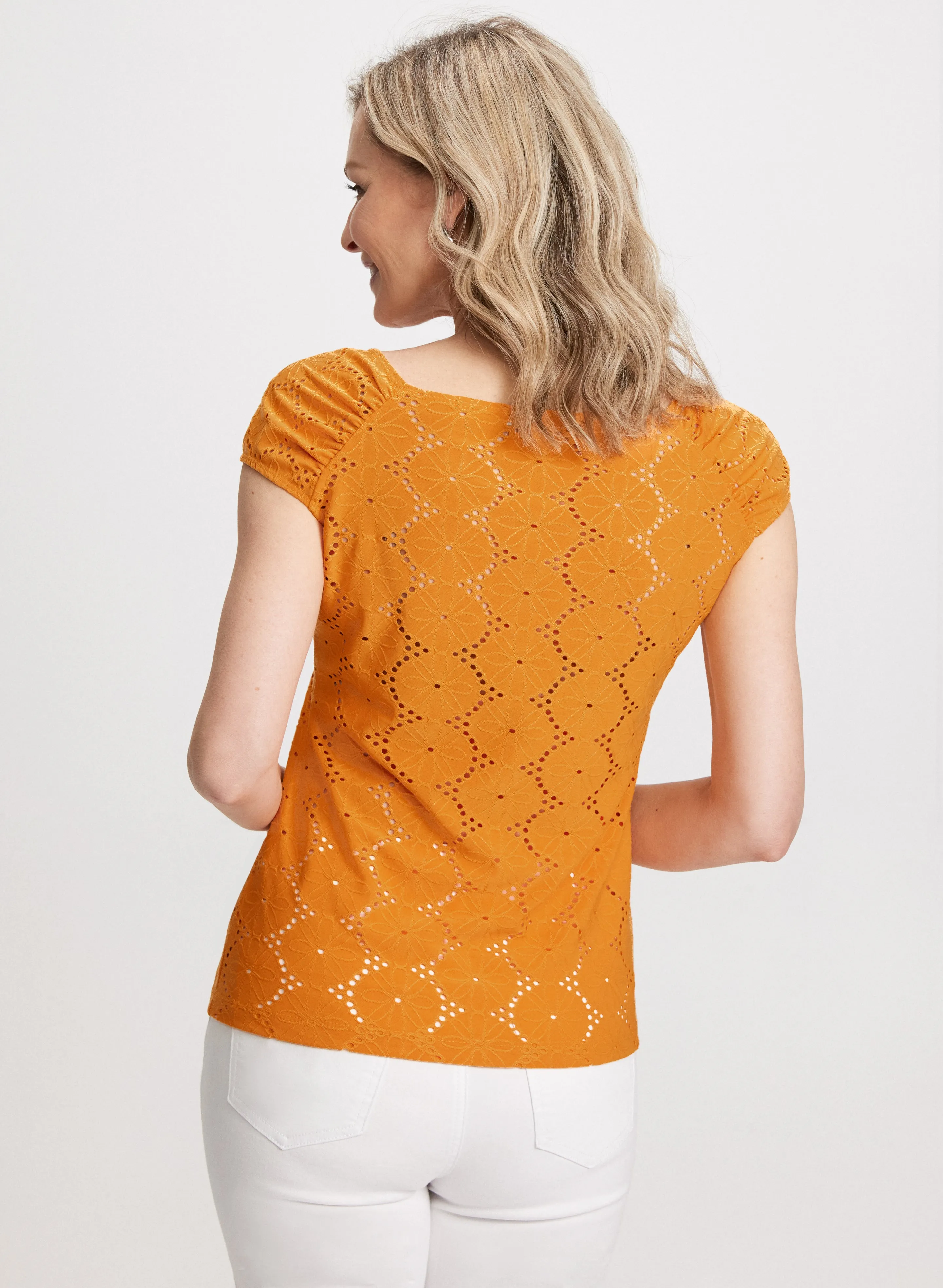 Scoop Neck Eyelet Top