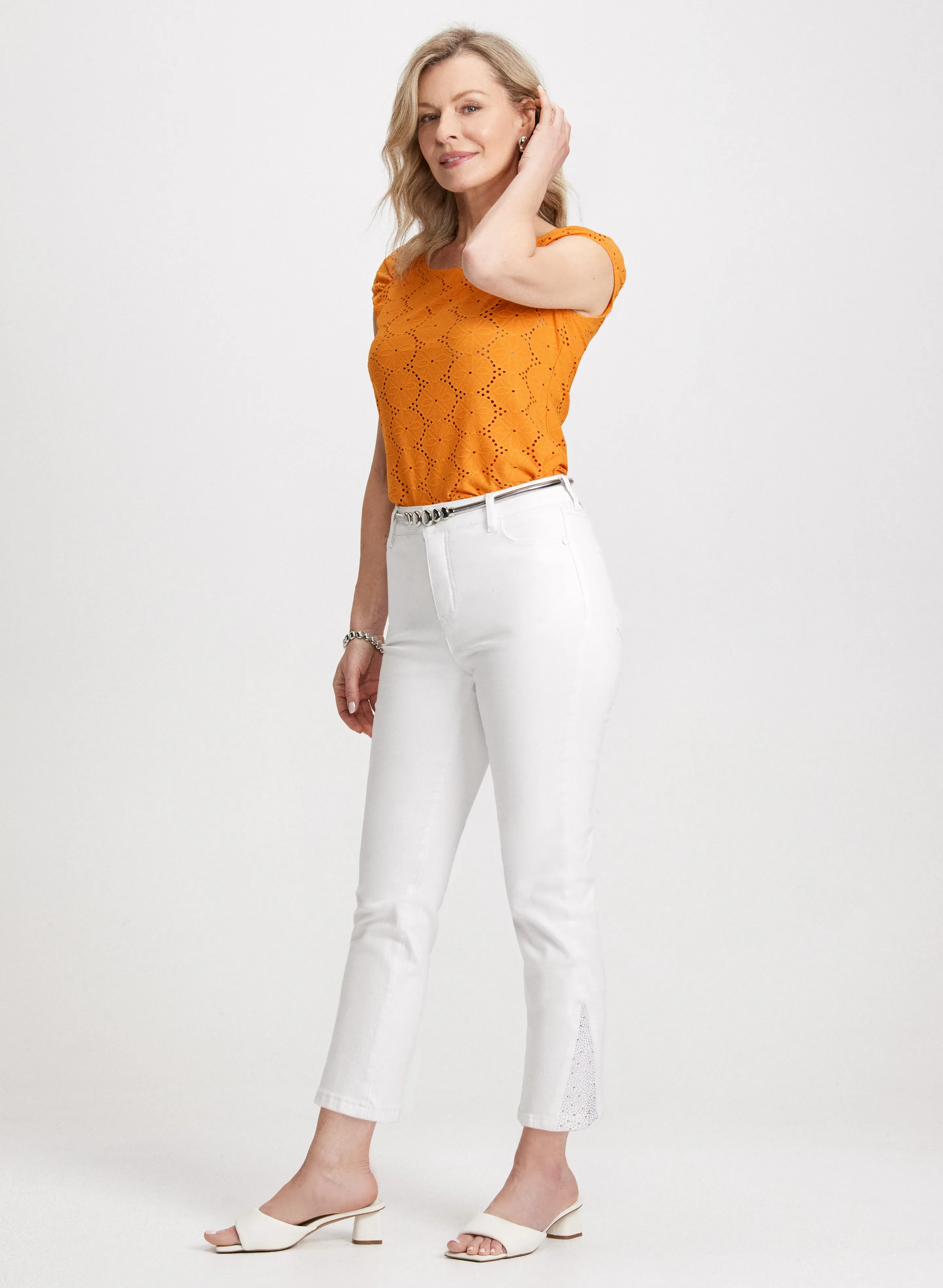 Scoop Neck Eyelet Top