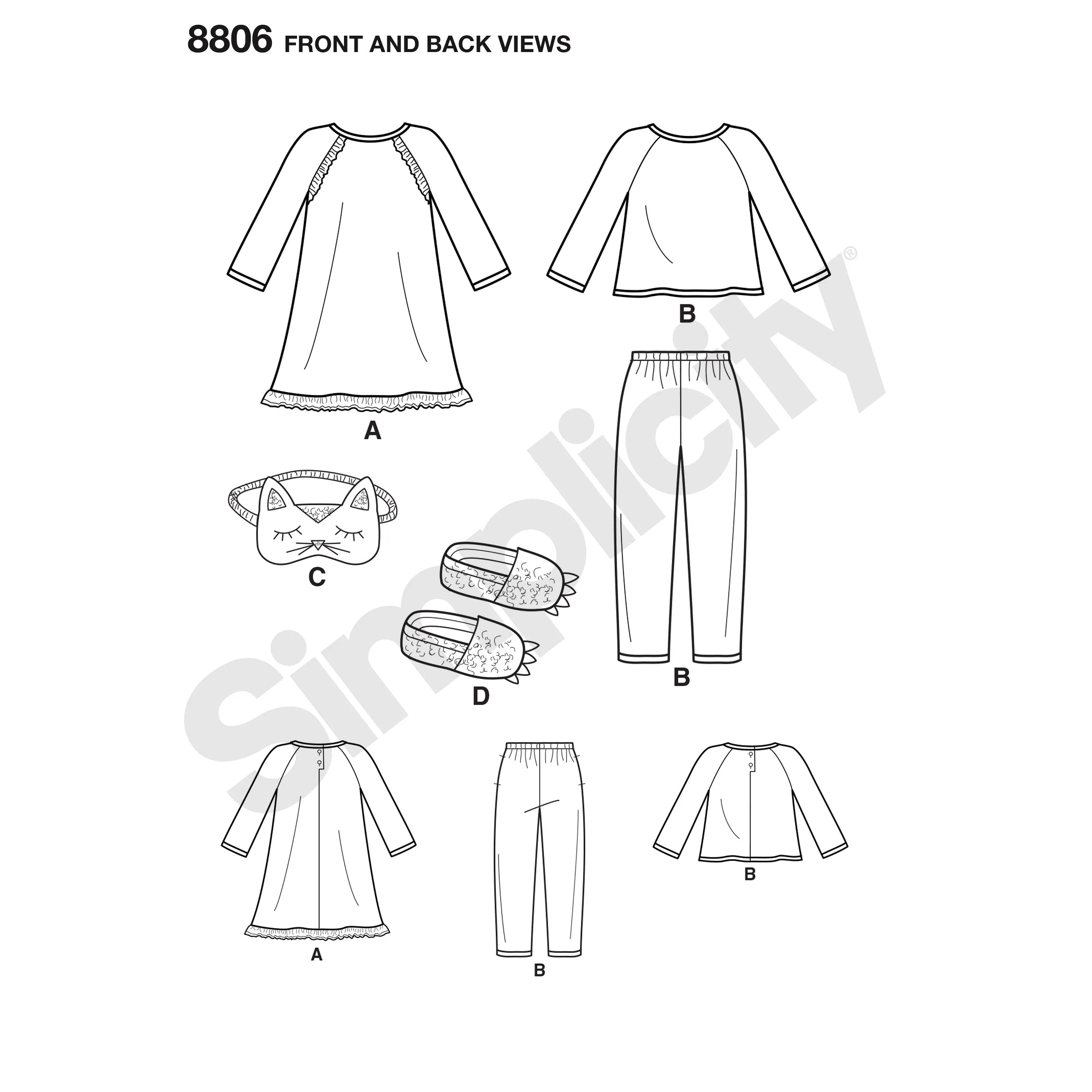 Simplicity Pattern 8806 boys and girls loungewear