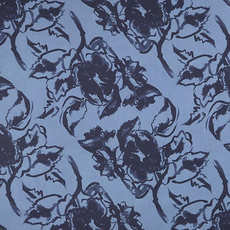 Tammie Green - Hibiscus Coastal Blue Rayon Yardage