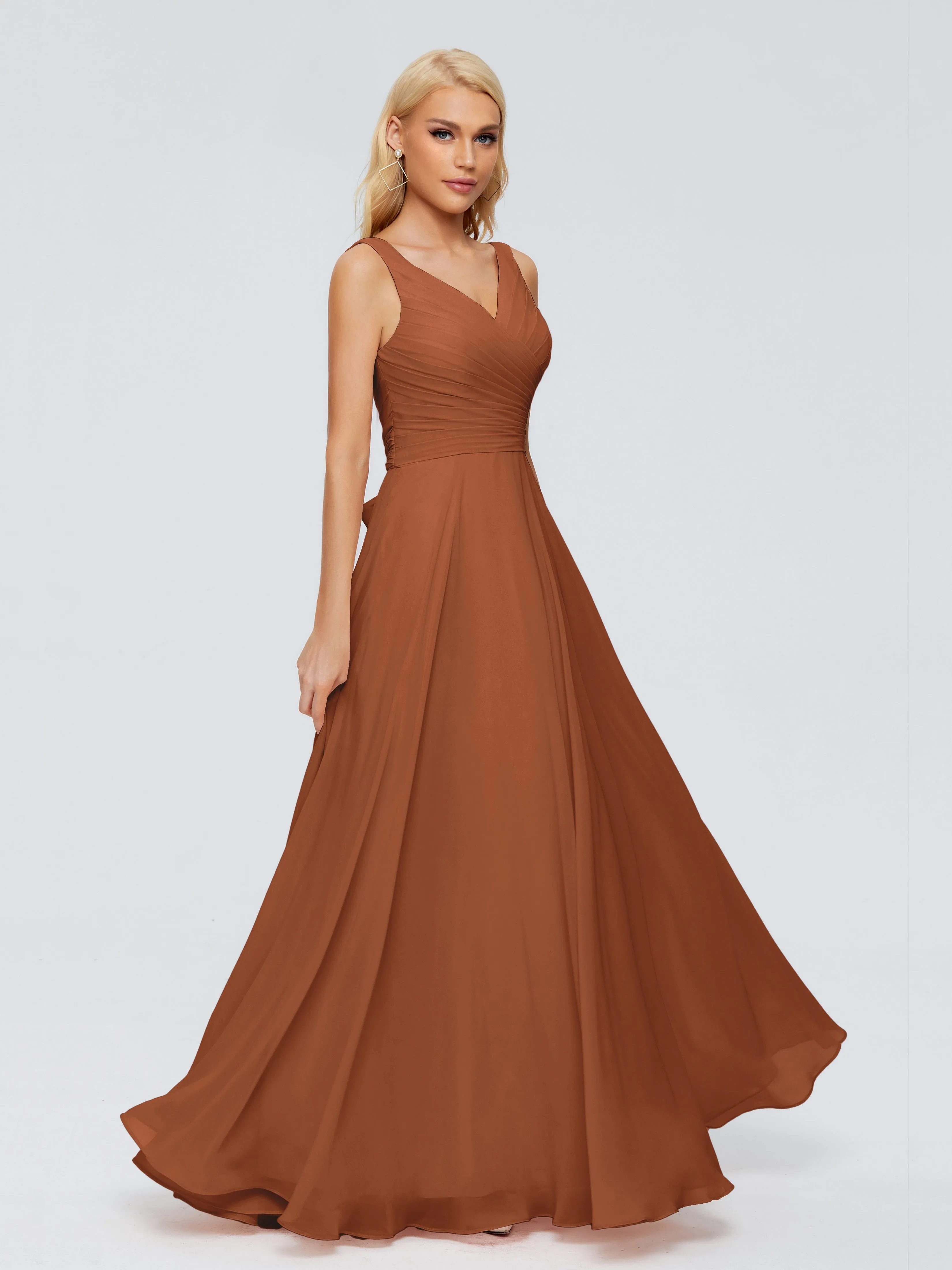 Terracotta Bridesmaids Dresses Gorgeous Chiffon Off The Shoulder Long Bridesmaid Dresses