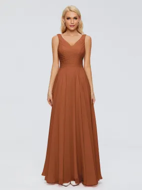 Terracotta Bridesmaids Dresses Gorgeous Chiffon Off The Shoulder Long Bridesmaid Dresses