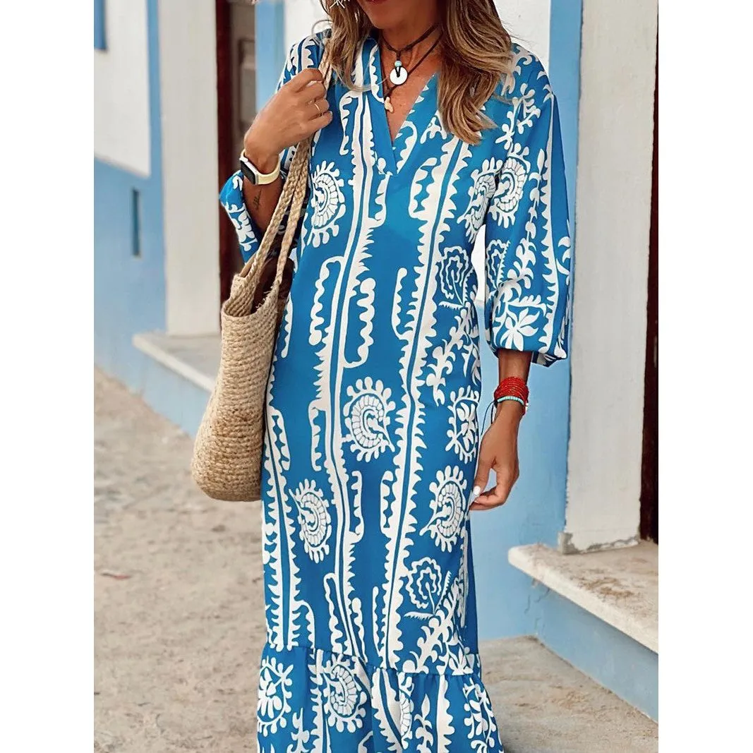 V-Neck Bohemian Long Dress