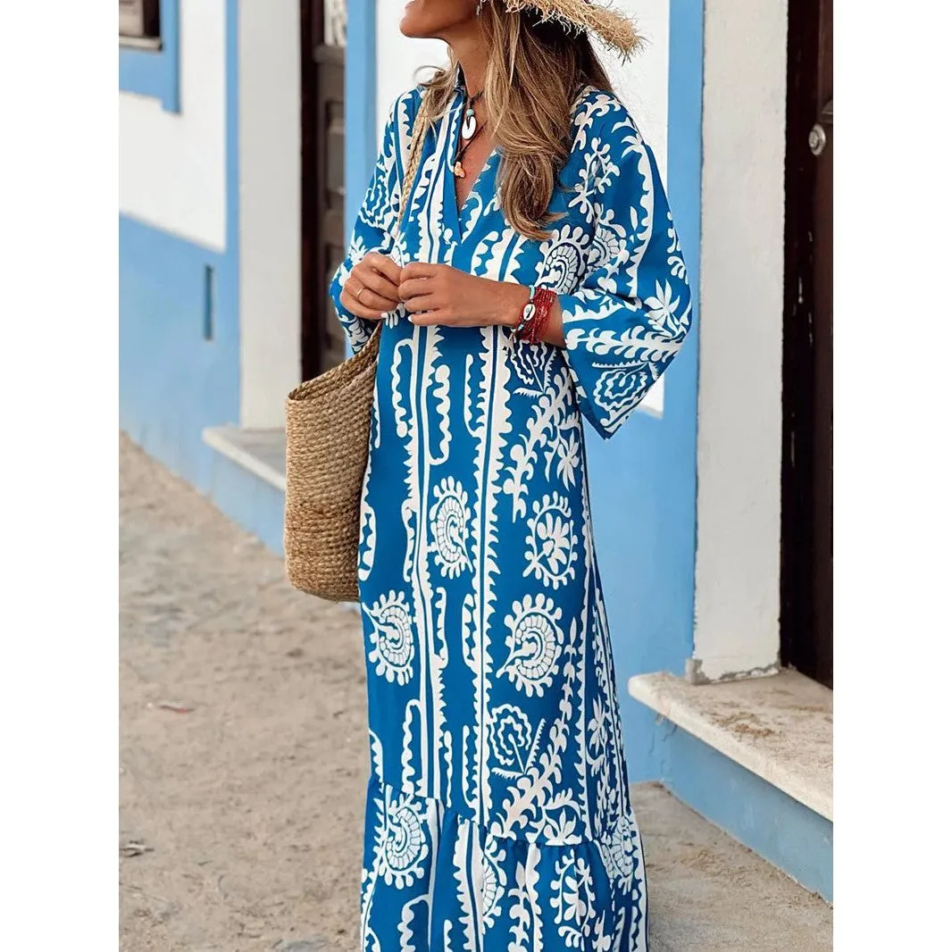 V-Neck Bohemian Long Dress