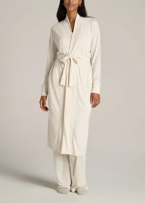 Waffle Lounge Robe for Tall Women in White Alyssum