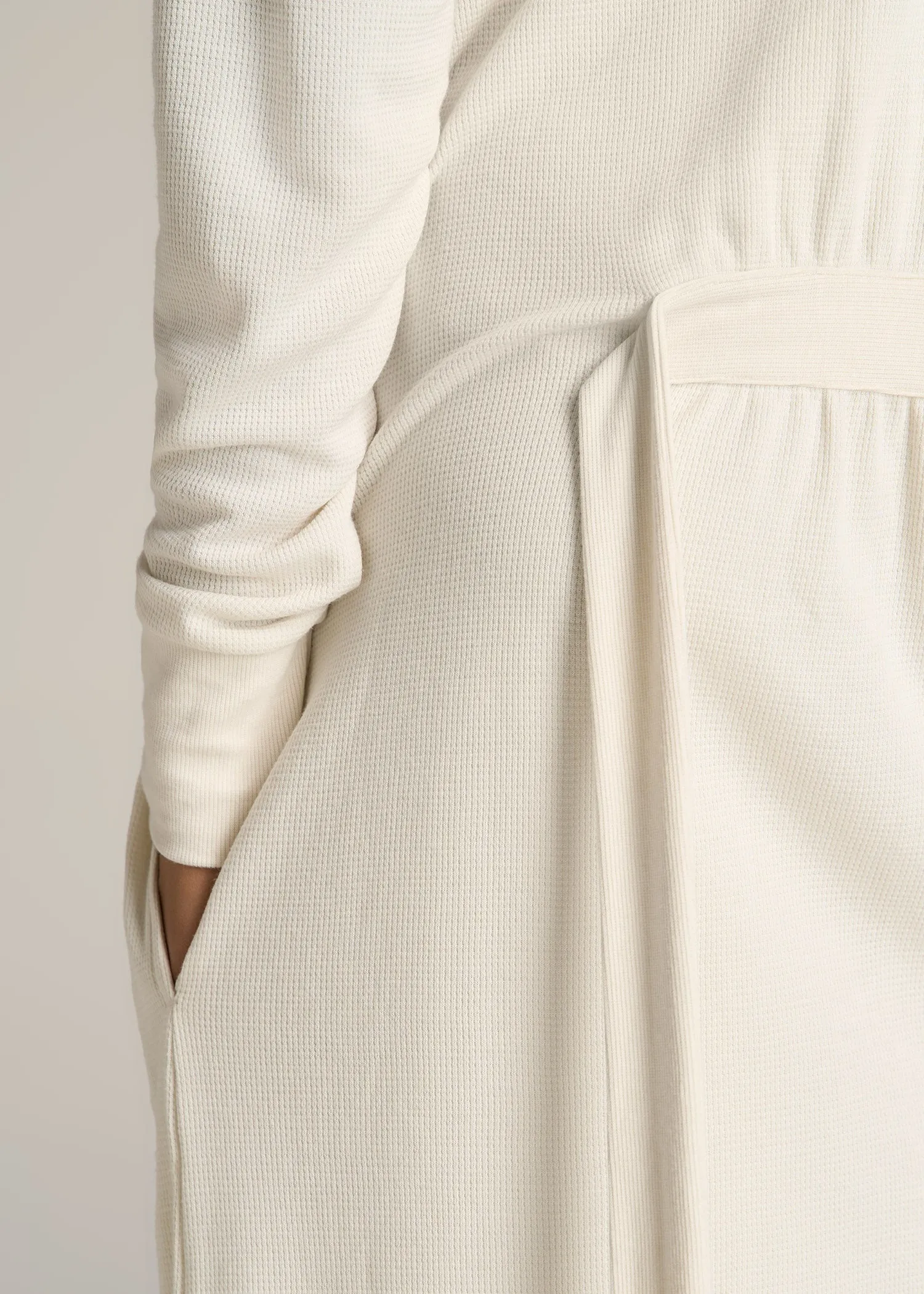 Waffle Lounge Robe for Tall Women in White Alyssum