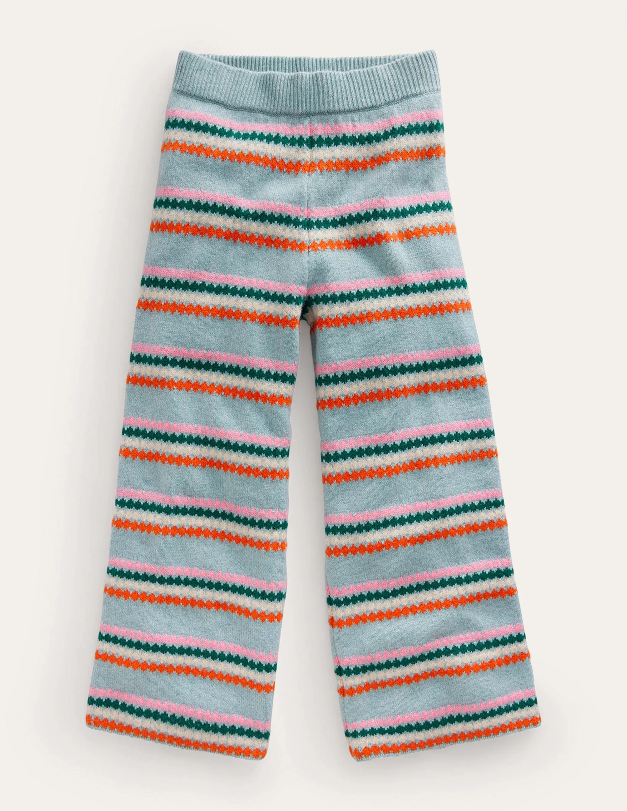 Wide Leg Knitted Trousers-Dusk Blue Stripe